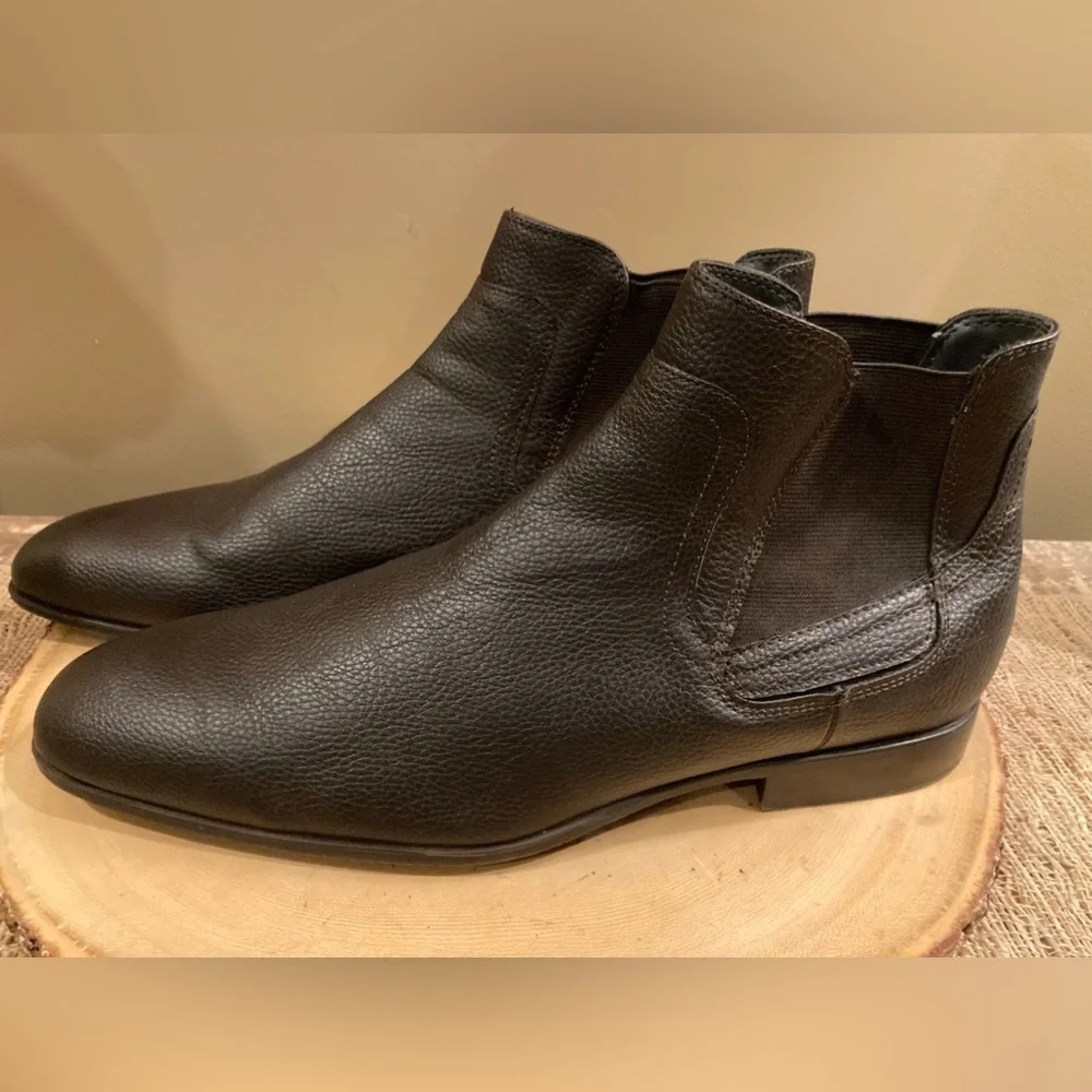 Calvin Klein Cadman Boots Mens‎ Sz-8 Pull On Dark Brown